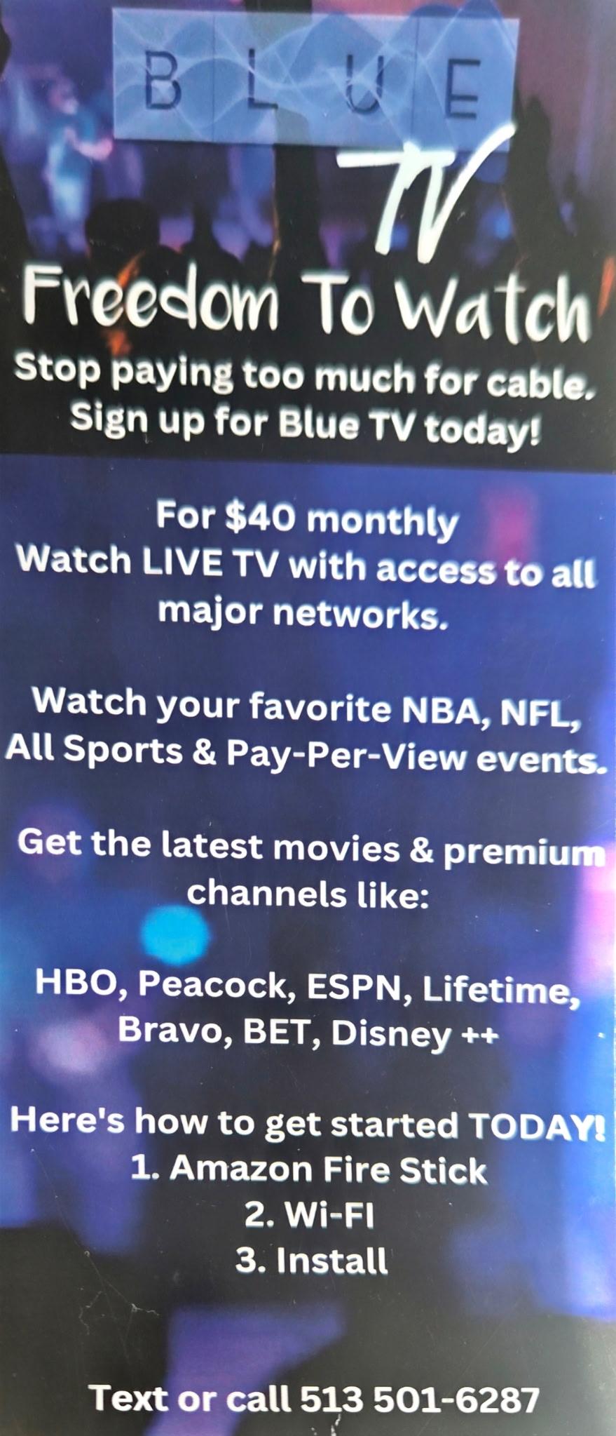 Blue TV sponsor